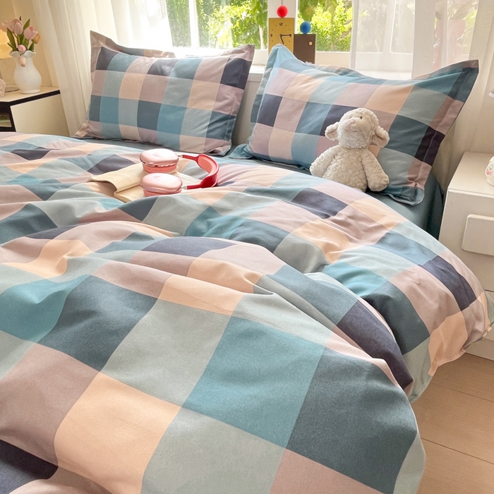 91家纺网 家纺一手货源 找家纺 好亿来家纺 2025新款植物羊绒加厚斜纹磨毛四件套及单被套系列 光年-蓝