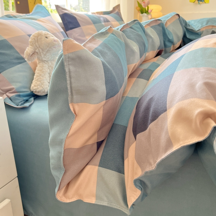 91家纺网 家纺一手货源 找家纺 好亿来家纺 2025新款植物羊绒加厚斜纹磨毛四件套及单被套系列 光年-蓝