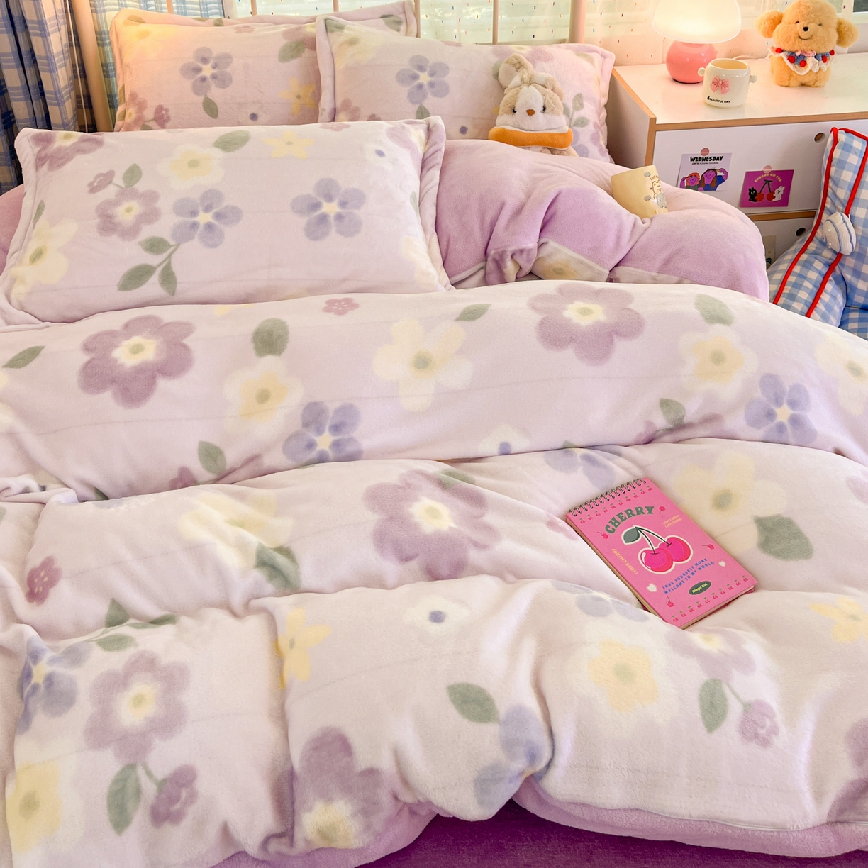 91家纺网 家纺一手货源 找家纺 川悦生活 2025新款加厚牛奶绒印花四件套 莉莉柒缇