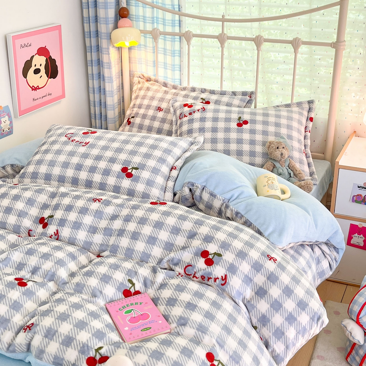 91家纺网 家纺一手货源 找家纺 川悦生活 2025新款加厚牛奶绒印花四件套 青禾车厘