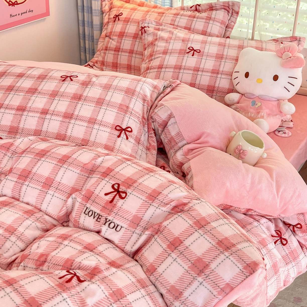 91家纺网 家纺一手货源 找家纺 川悦生活 2025新款加厚牛奶绒印花四件套 茉莉小甜