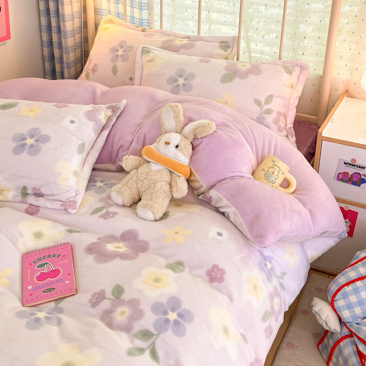 91家纺网 家纺一手货源 找家纺 川悦生活 2025新款加厚牛奶绒印花四件套 莉莉柒缇