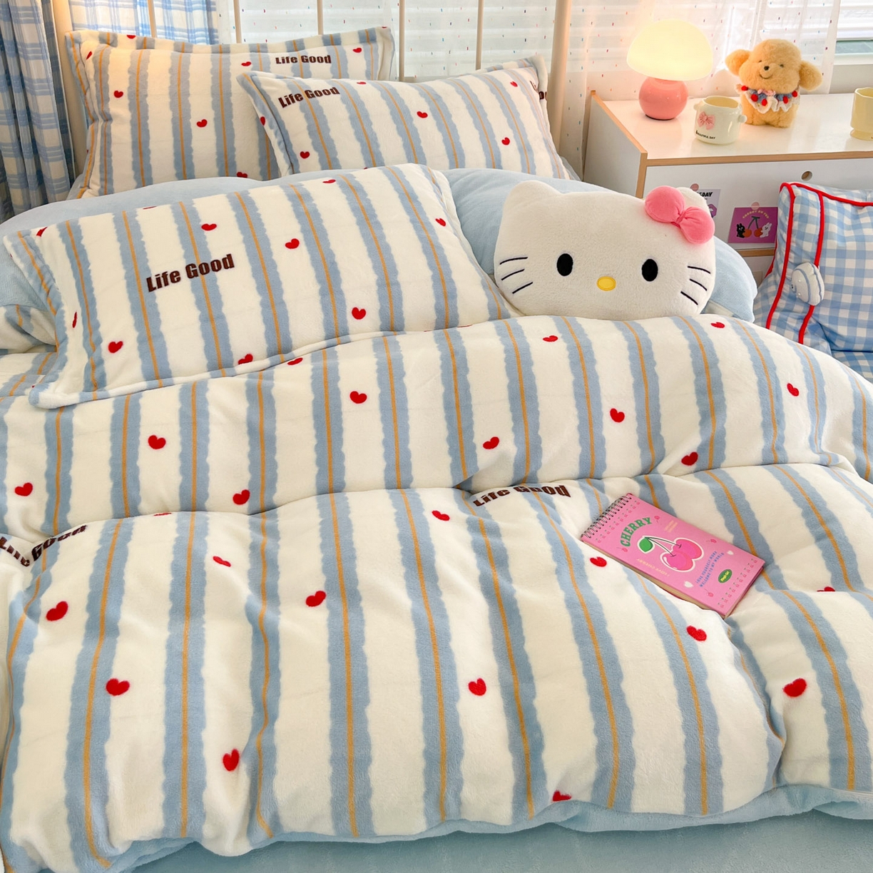 91家纺网 家纺一手货源 找家纺 川悦生活 2025新款加厚牛奶绒印花四件套 格心小屋