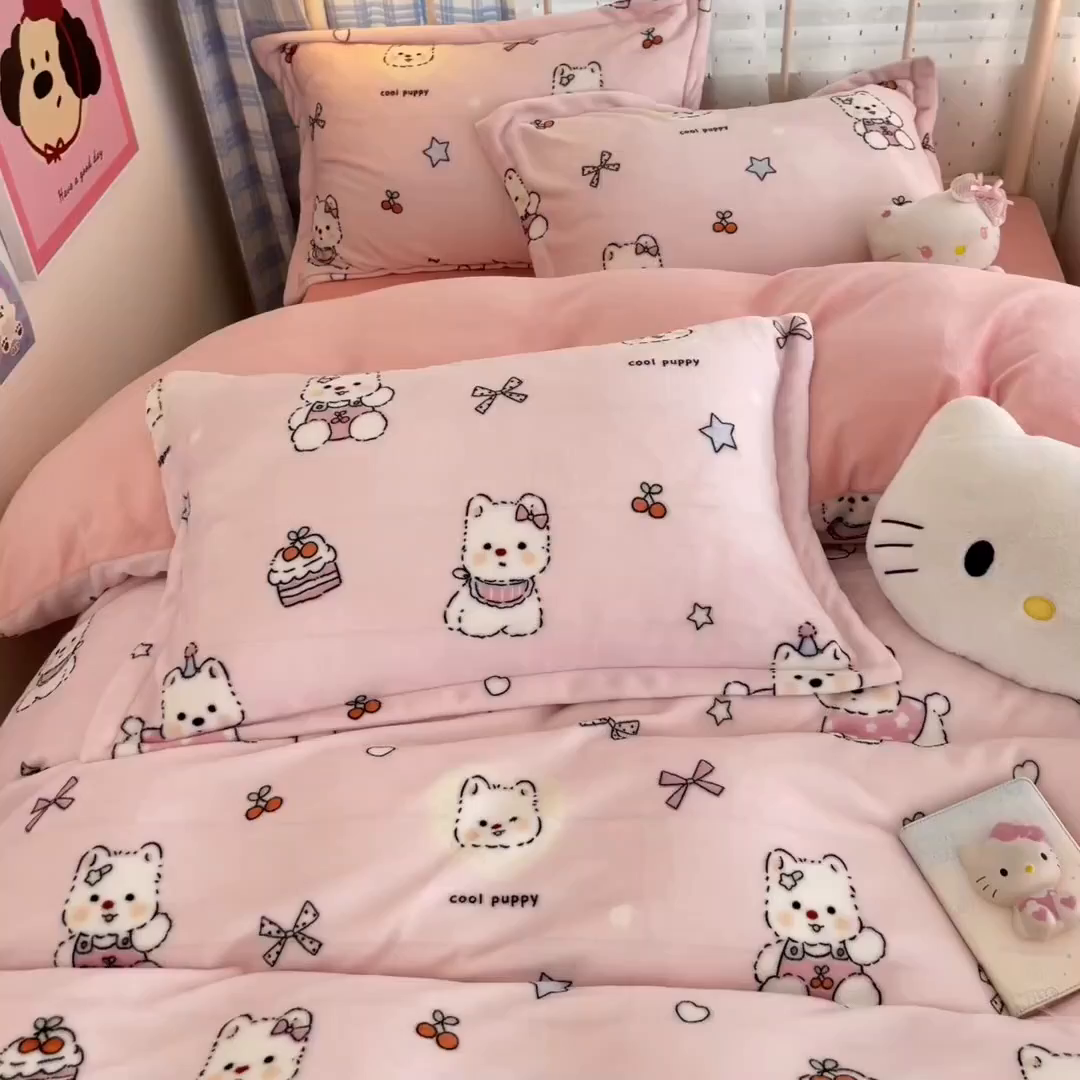 91家纺网 家纺一手货源 找家纺 （总）川悦生活 2025新款加厚牛奶绒印花四件套