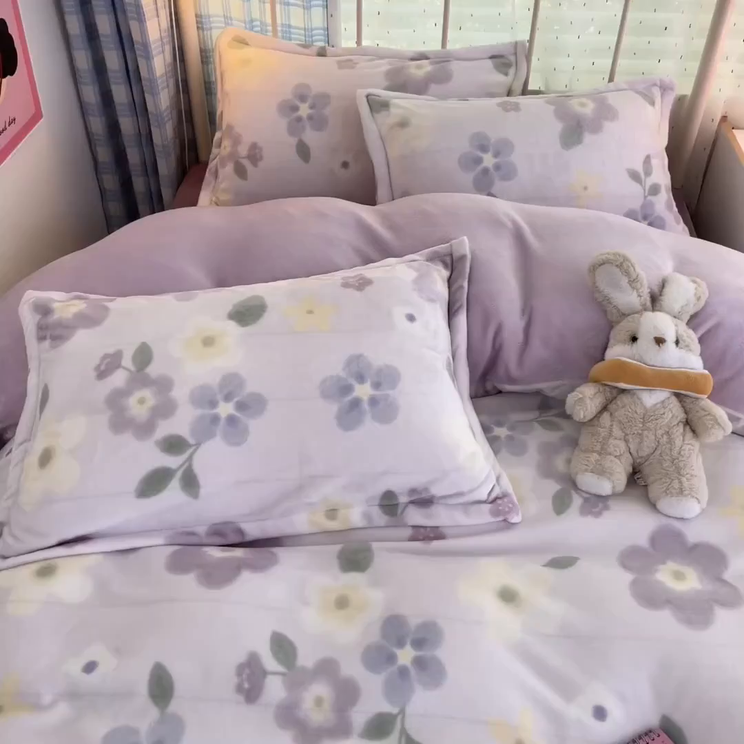 91家纺网 家纺一手货源 找家纺 川悦生活 2025新款加厚牛奶绒印花四件套 莉莉柒缇