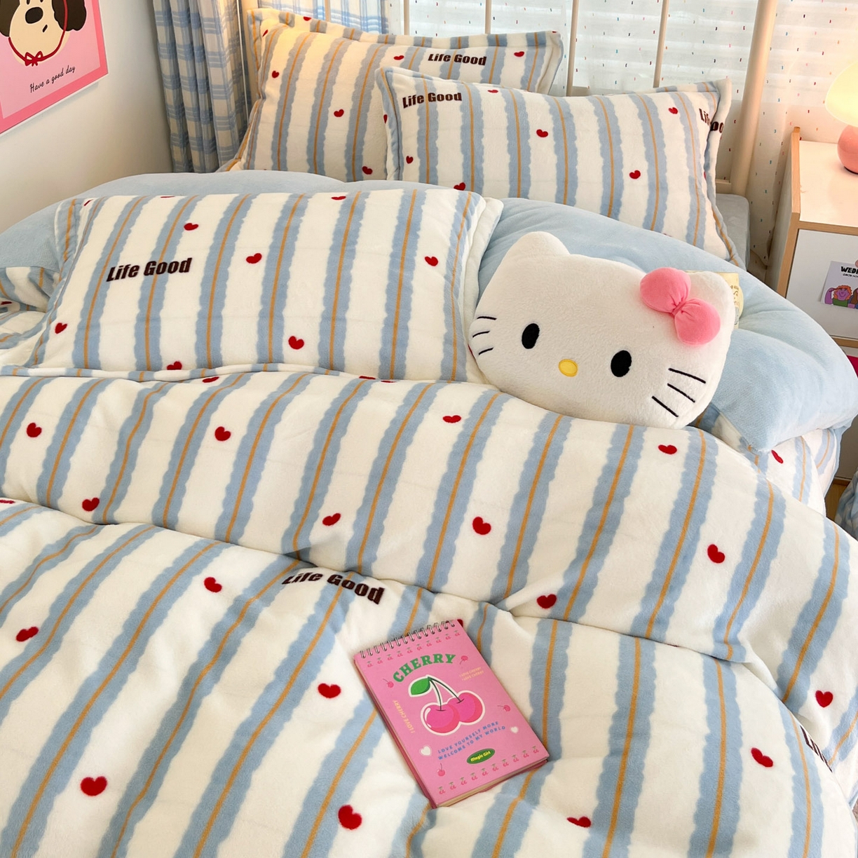 91家纺网 家纺一手货源 找家纺 川悦生活 2025新款加厚牛奶绒印花四件套 格心小屋