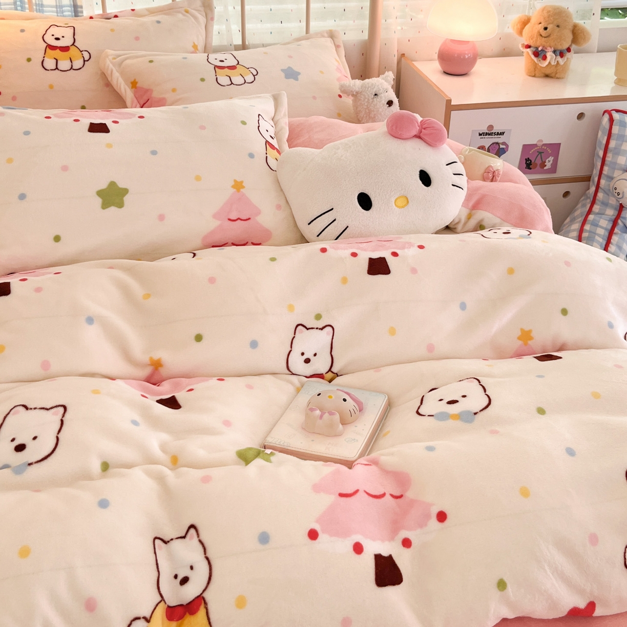 91家纺网 家纺一手货源 找家纺 川悦生活 2025新款加厚牛奶绒印花四件套 奶粉西高地