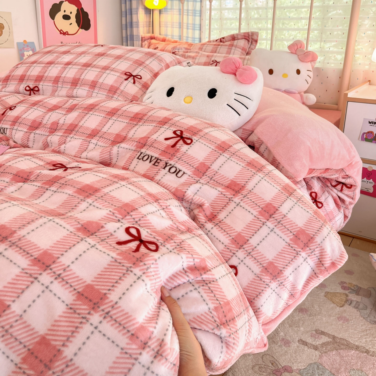 91家纺网 家纺一手货源 找家纺 川悦生活 2025新款加厚牛奶绒印花四件套 茉莉小甜