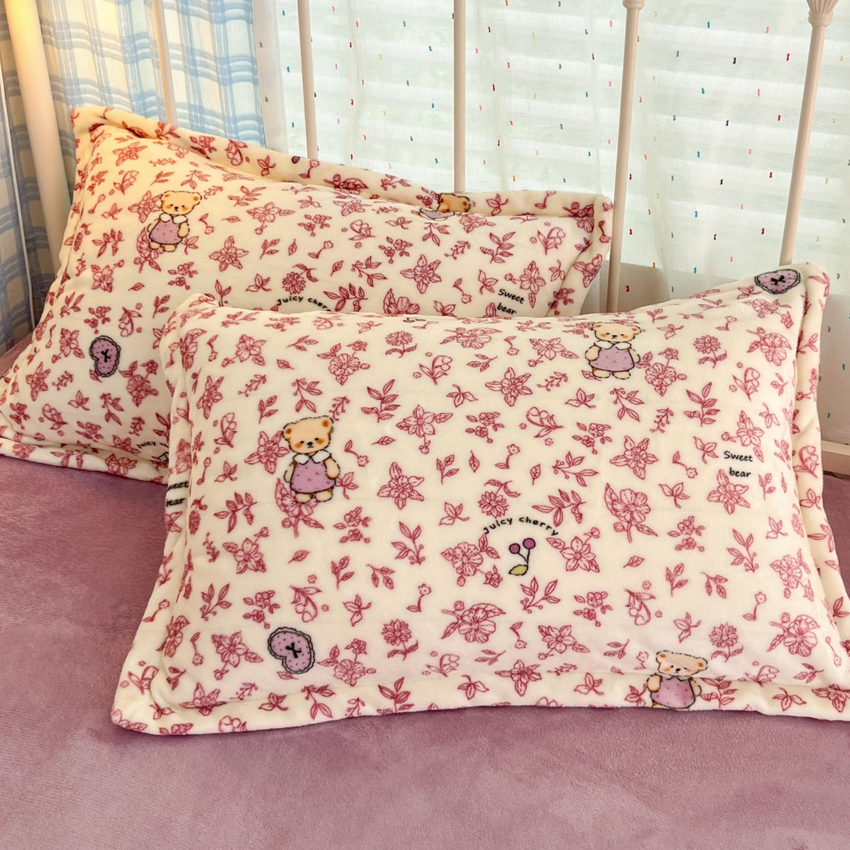 91家纺网 家纺一手货源 找家纺 川悦生活 2025新款加厚牛奶绒印花四件套 花田小熊