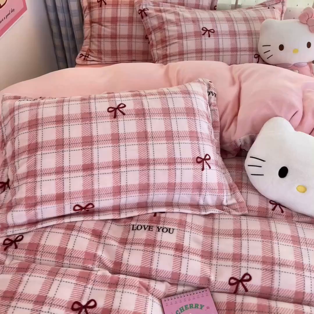 91家纺网 家纺一手货源 找家纺 川悦生活 2025新款加厚牛奶绒印花四件套 茉莉小甜