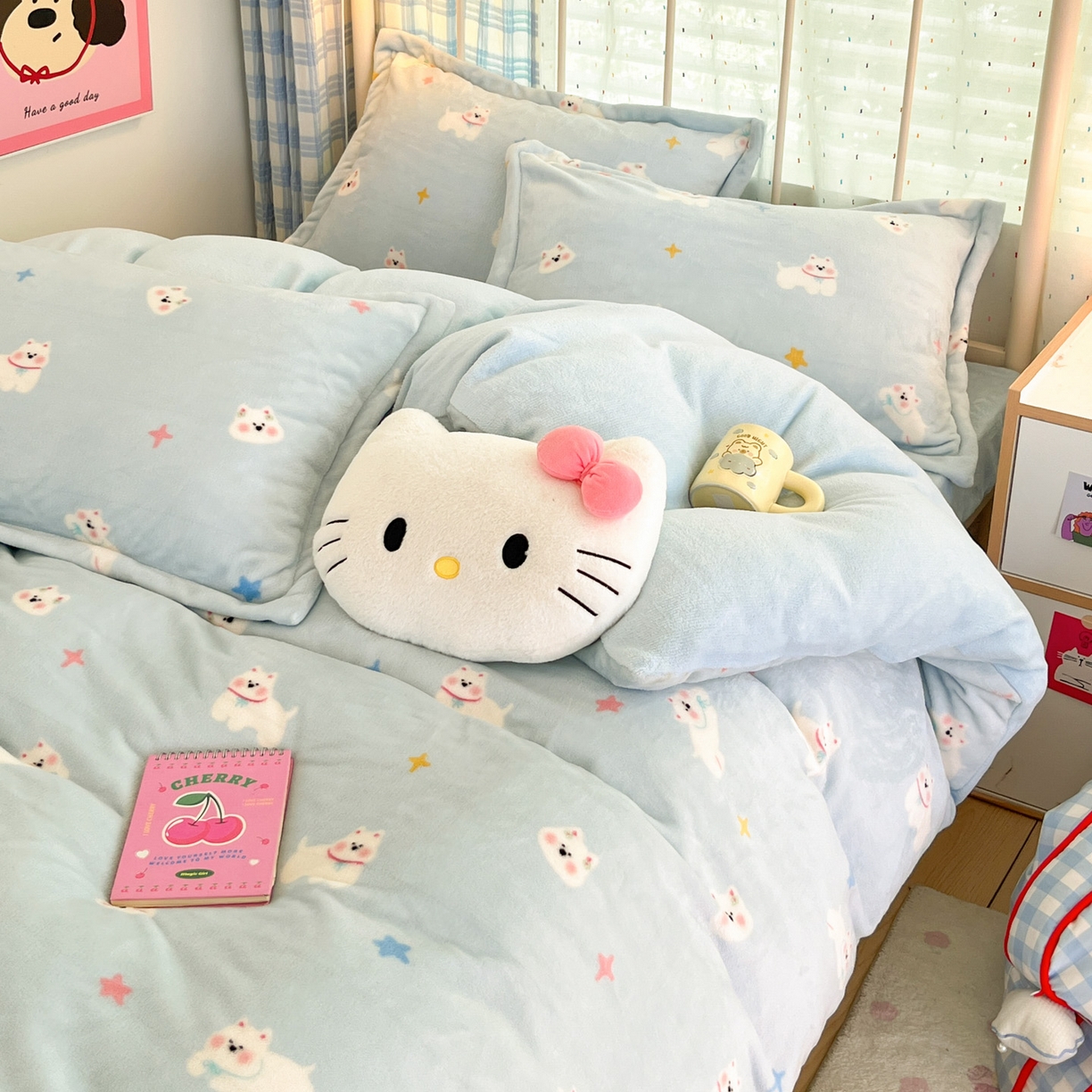 91家纺网 家纺一手货源 找家纺 川悦生活 2025新款加厚牛奶绒印花四件套 奶酥小狗