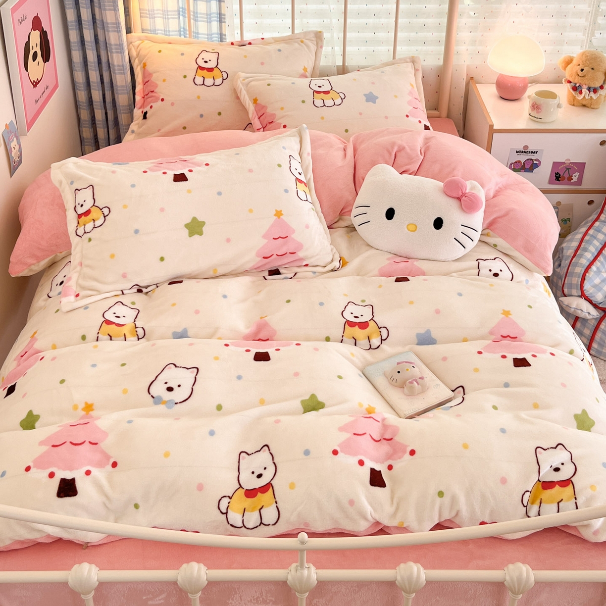 川悦生活 2025新款加厚牛奶绒印花四件套 奶粉西高地