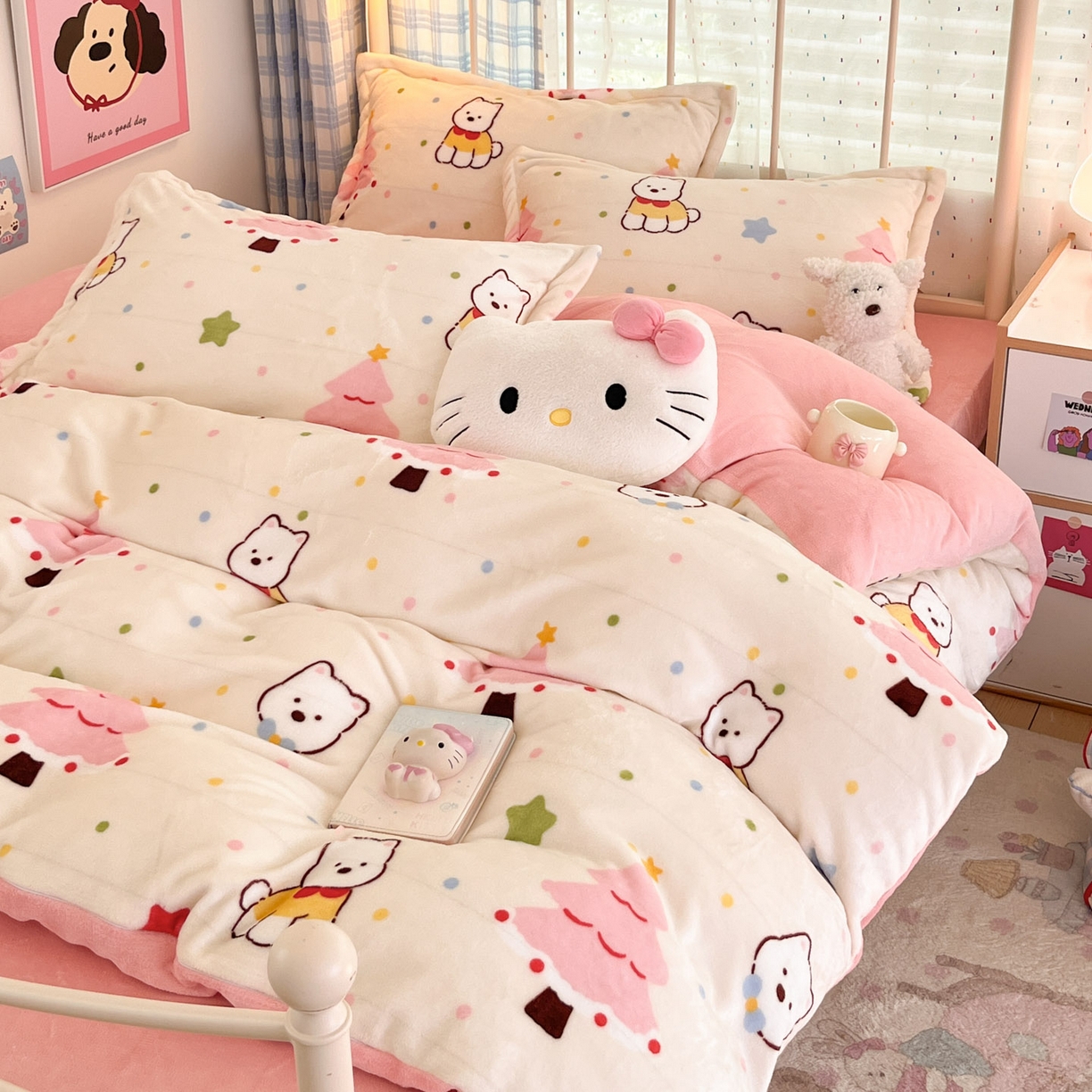 91家纺网 家纺一手货源 找家纺 川悦生活 2025新款加厚牛奶绒印花四件套 奶粉西高地