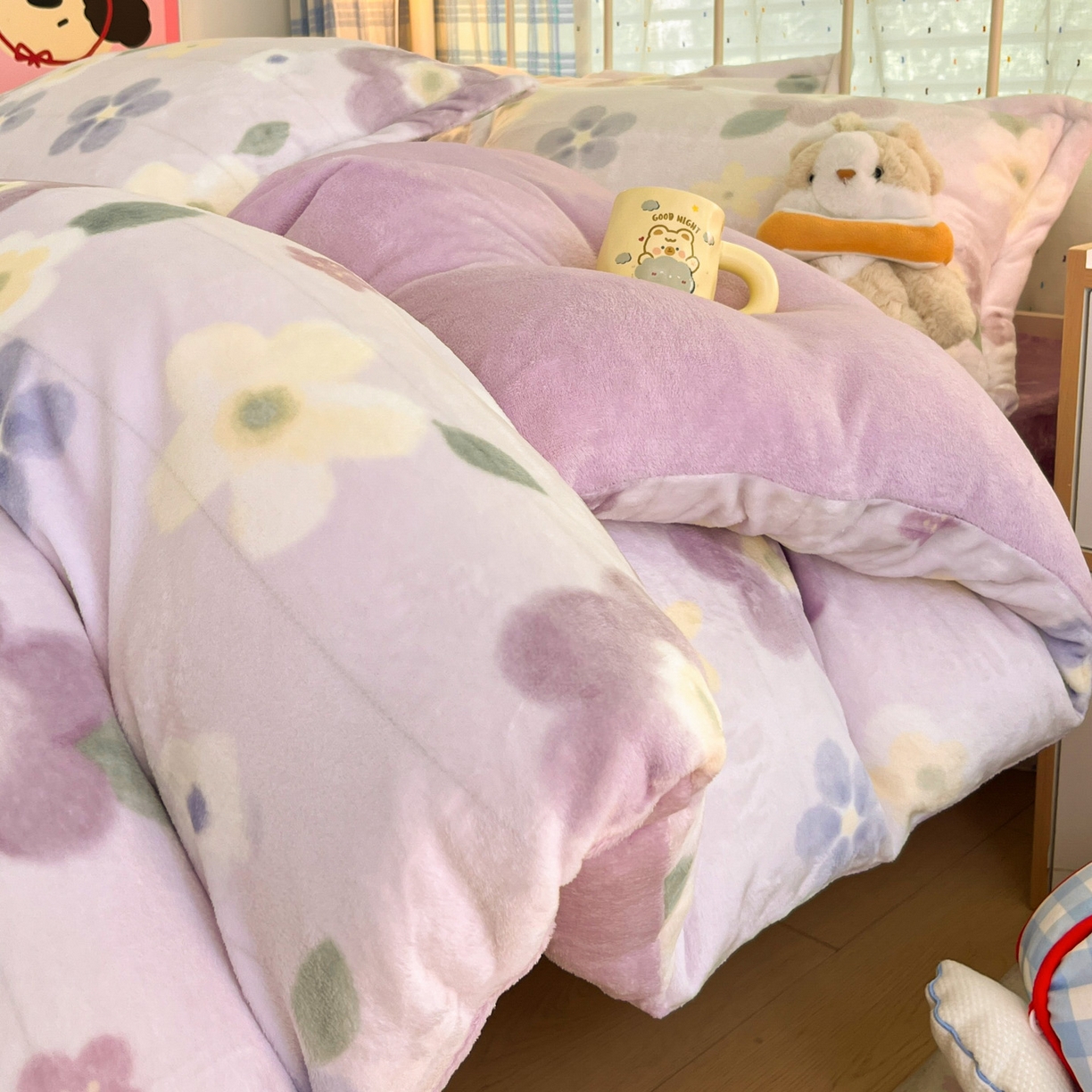 91家纺网 家纺一手货源 找家纺 川悦生活 2025新款加厚牛奶绒印花四件套 莉莉柒缇