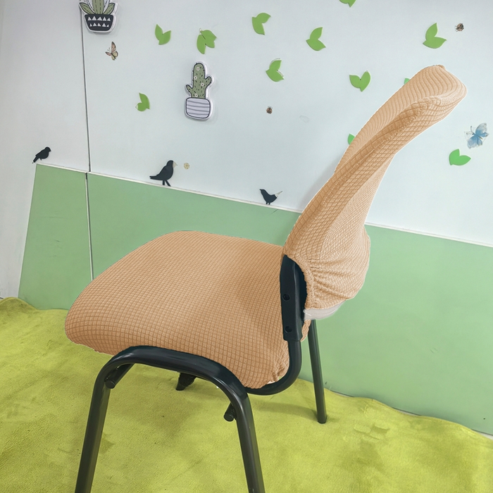 91家纺网 家纺一手货源 找家纺 （总）壹零特色家纺 2025新款弹力防水华夫格培训椅套 纯色带桌板椅子套-标准款