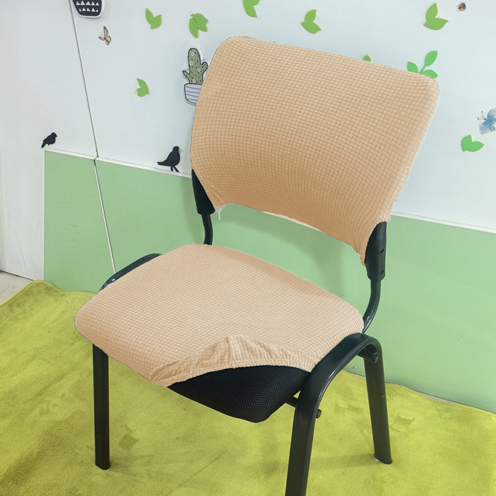 91家纺网 家纺一手货源 找家纺 （总）壹零特色家纺 2025新款弹力防水华夫格培训椅套 纯色带桌板椅子套-标准款