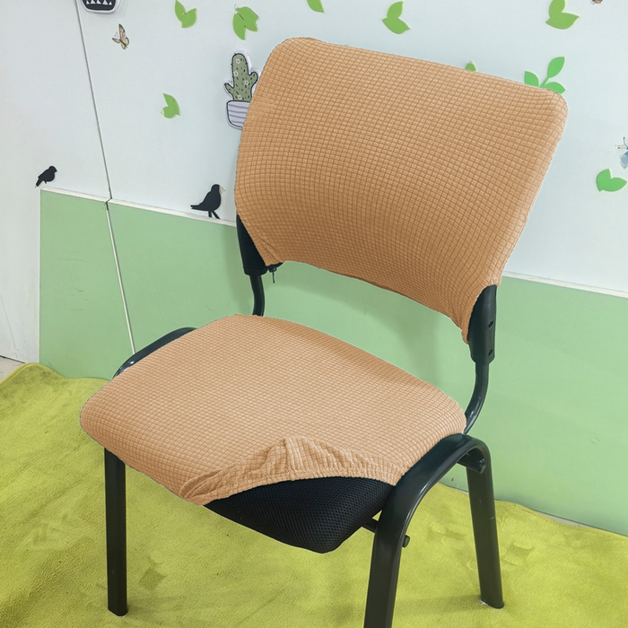 91家纺网 家纺一手货源 找家纺 （总）壹零特色家纺 2025新款弹力防水华夫格培训椅套 纯色带桌板椅子套-标准款