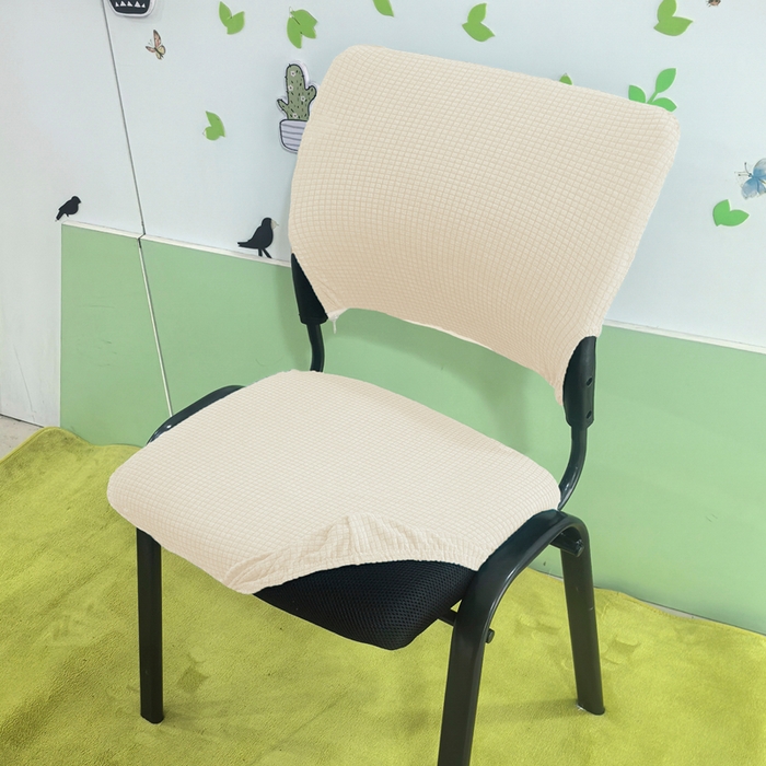 91家纺网 家纺一手货源 找家纺 （总）壹零特色家纺 2025新款弹力防水华夫格培训椅套 纯色带桌板椅子套-标准款