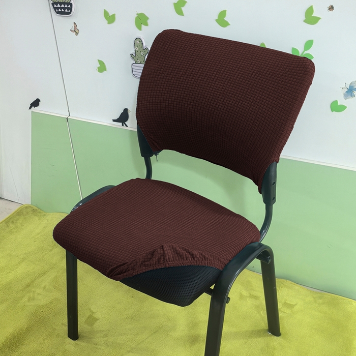 91家纺网 家纺一手货源 找家纺 （总）壹零特色家纺 2025新款弹力防水华夫格培训椅套 纯色带桌板椅子套-标准款