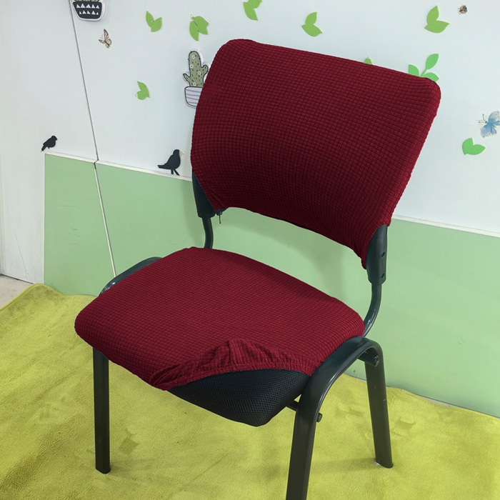 91家纺网 家纺一手货源 找家纺 （总）壹零特色家纺 2025新款弹力防水华夫格培训椅套 纯色带桌板椅子套-标准款