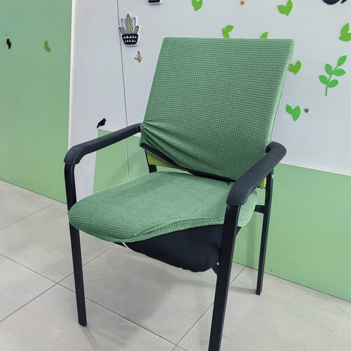 91家纺网 家纺一手货源 找家纺 （总）壹零特色家纺 2025新款弹力防水华夫格培训椅套 纯色带拉链加高靠背款椅子套