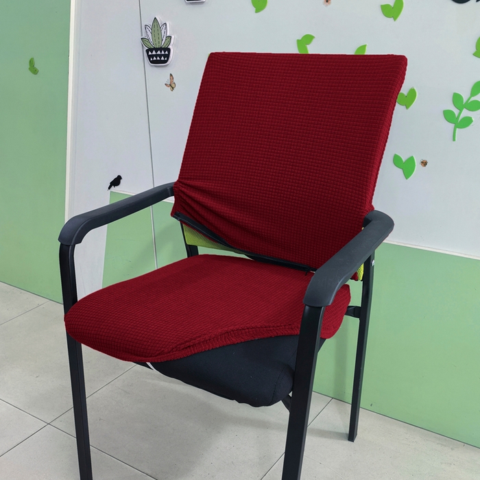 91家纺网 家纺一手货源 找家纺 （总）壹零特色家纺 2025新款弹力防水华夫格培训椅套 纯色带拉链加高靠背款椅子套