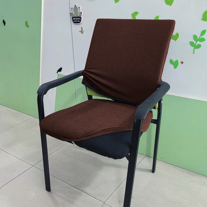 91家纺网 家纺一手货源 找家纺 （总）壹零特色家纺 2025新款弹力防水华夫格培训椅套 纯色带拉链加高靠背款椅子套