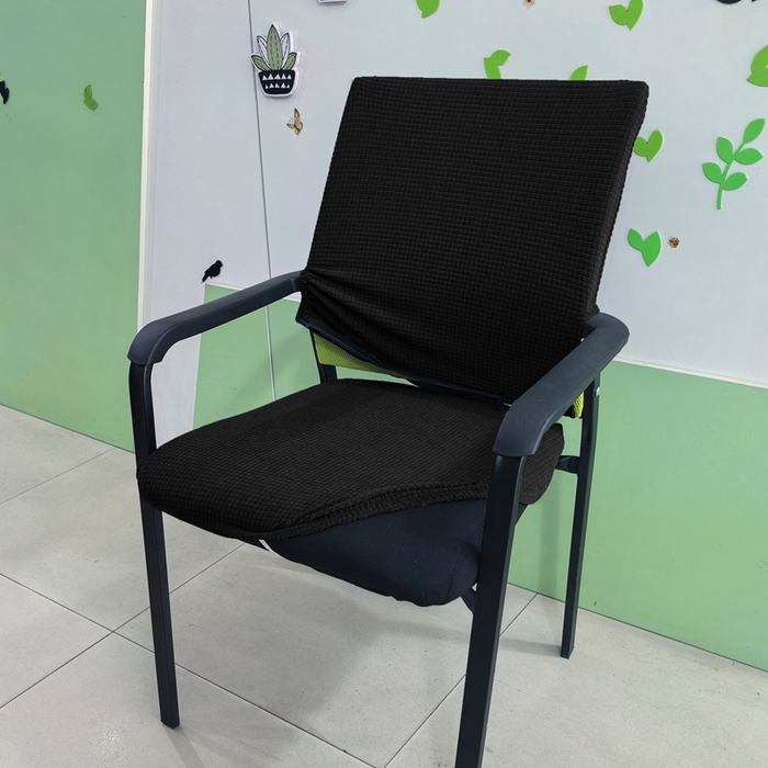 91家纺网 家纺一手货源 找家纺 （总）壹零特色家纺 2025新款弹力防水华夫格培训椅套 纯色带拉链加高靠背款椅子套