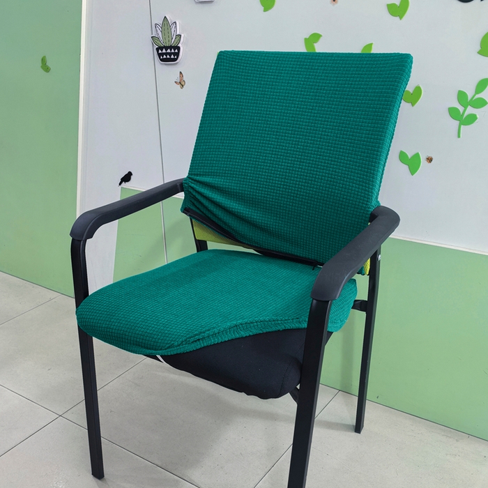 （总）壹零特色家纺 2025新款弹力防水华夫格培训椅套 纯色带拉链加高靠背款椅子套