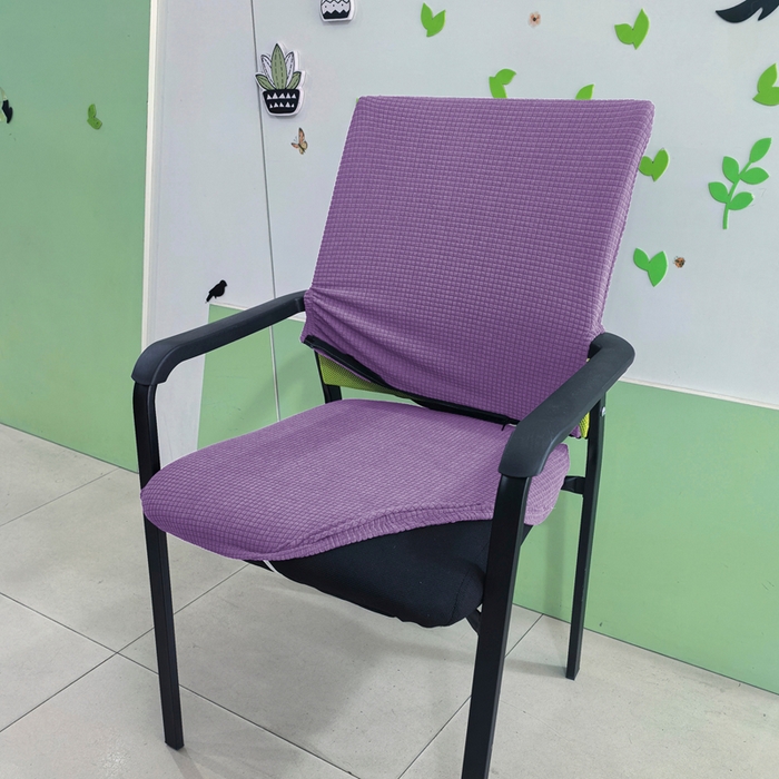 91家纺网 家纺一手货源 找家纺 （总）壹零特色家纺 2025新款弹力防水华夫格培训椅套 纯色带拉链加高靠背款椅子套