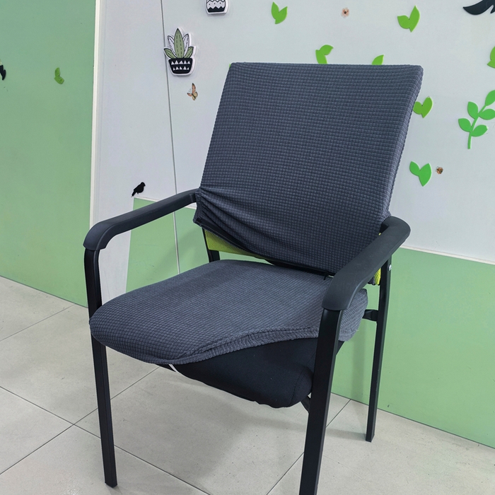 91家纺网 家纺一手货源 找家纺 （总）壹零特色家纺 2025新款弹力防水华夫格培训椅套 纯色带拉链加高靠背款椅子套