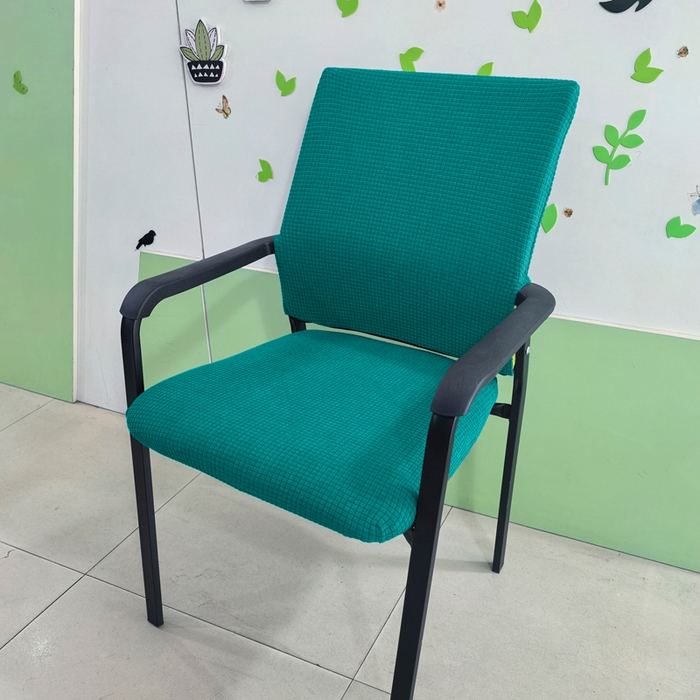 91家纺网 家纺一手货源 找家纺 （总）壹零特色家纺 2025新款弹力防水华夫格培训椅套 纯色带拉链加高靠背款椅子套