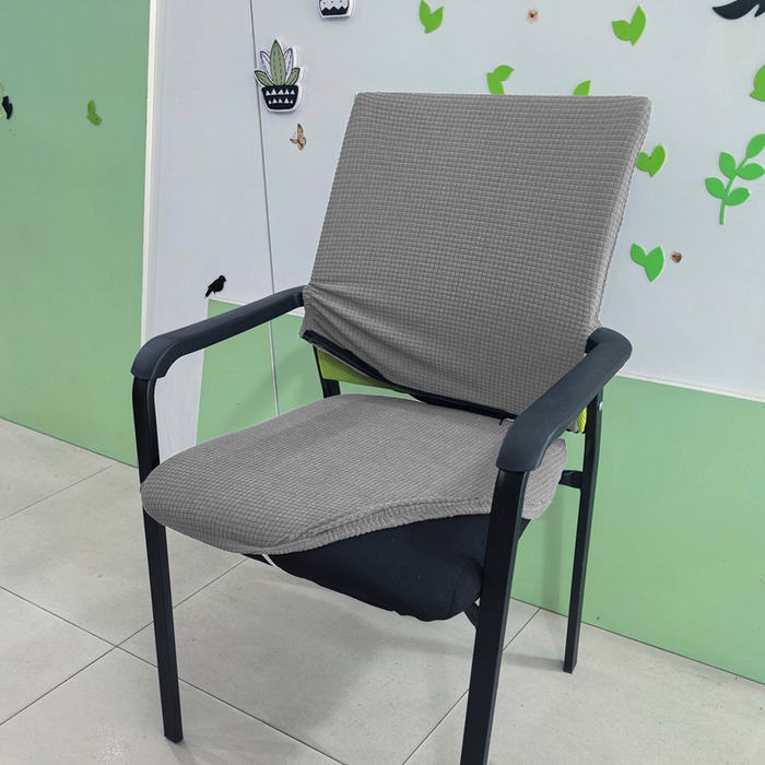 91家纺网 家纺一手货源 找家纺 （总）壹零特色家纺 2025新款弹力防水华夫格培训椅套 纯色带拉链加高靠背款椅子套