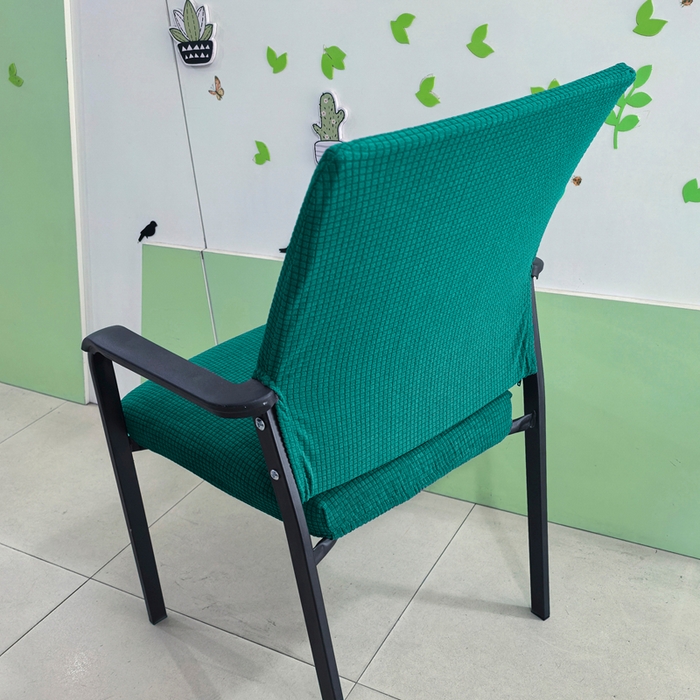 91家纺网 家纺一手货源 找家纺 （总）壹零特色家纺 2025新款弹力防水华夫格培训椅套 纯色带拉链加高靠背款椅子套