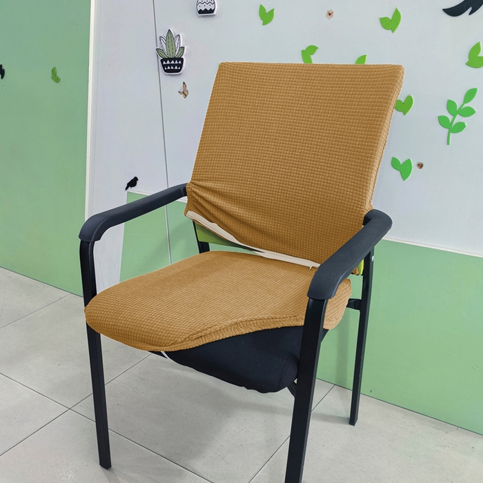 91家纺网 家纺一手货源 找家纺 （总）壹零特色家纺 2025新款弹力防水华夫格培训椅套 纯色带拉链加高靠背款椅子套