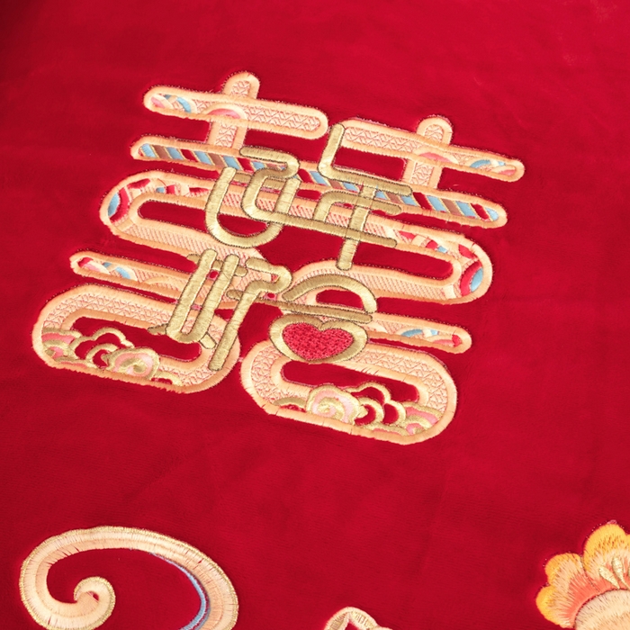 91家纺网 家纺一手货源 找家纺 千禧家纺 2025新款加厚高克重全消光牛奶绒刺绣婚庆四件套 福禧生财