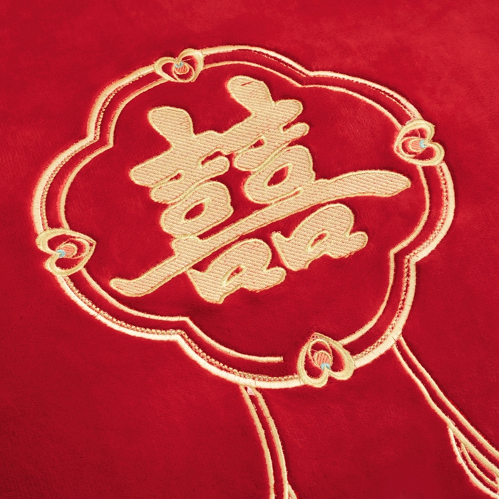 91家纺网 家纺一手货源 找家纺 千禧家纺 2025新款加厚高克重全消光牛奶绒刺绣婚庆四件套 龙凤赐福