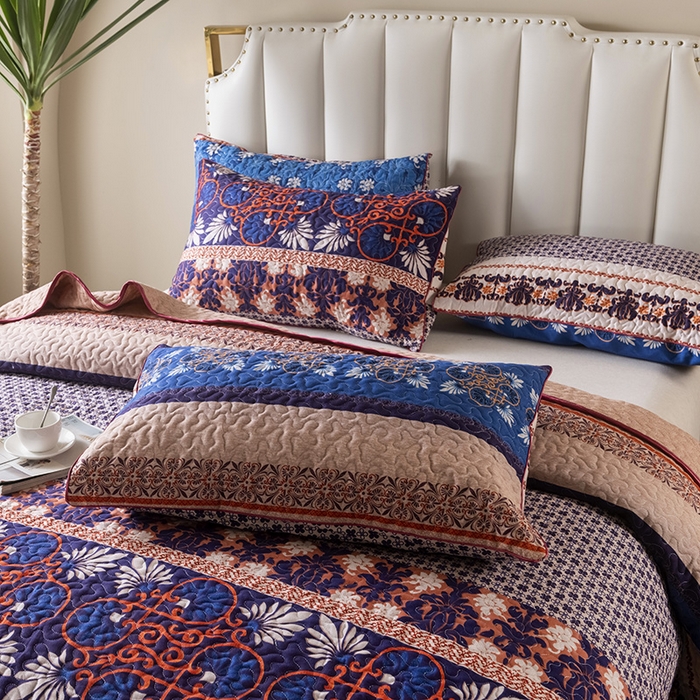 91家纺网 家纺一手货源 找家纺 （总）星期三 2023年新款绗缝磨毛床盖三件套（加老板微信有会员价）