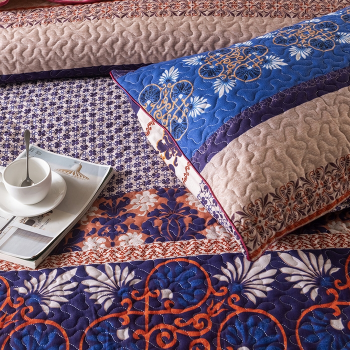 91家纺网 家纺一手货源 找家纺 （总）星期三 2023年新款绗缝磨毛床盖三件套（加老板微信有会员价）