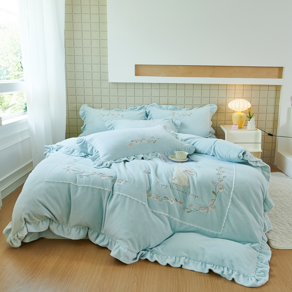 91家纺网 家纺一手货源 找家纺 （总）优姿家纺 2025新款11斤全消光韩版贴布绣保暖四件套- 茱迪