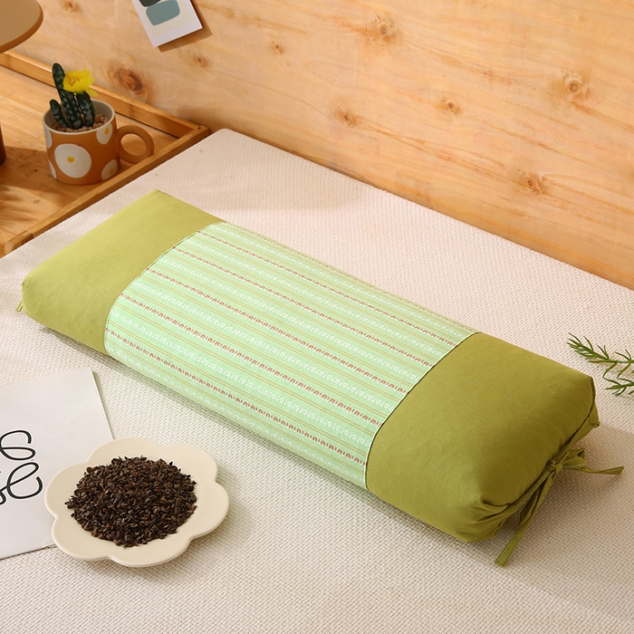 91家纺网 家纺一手货源 找家纺 金牛枕芯 2025新款全棉立体条纹荞麦糖果枕枕头枕芯 浅绿