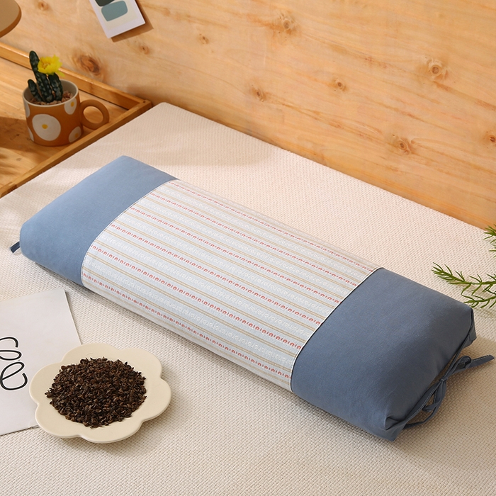 金牛枕芯 2025新款全棉立体条纹荞麦糖果枕枕头枕芯 蓝色