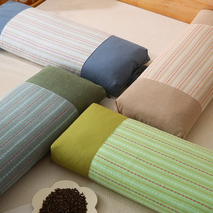 91家纺网 家纺一手货源 找家纺 金牛枕芯 2025新款全棉立体条纹荞麦糖果枕枕头枕芯 浅绿