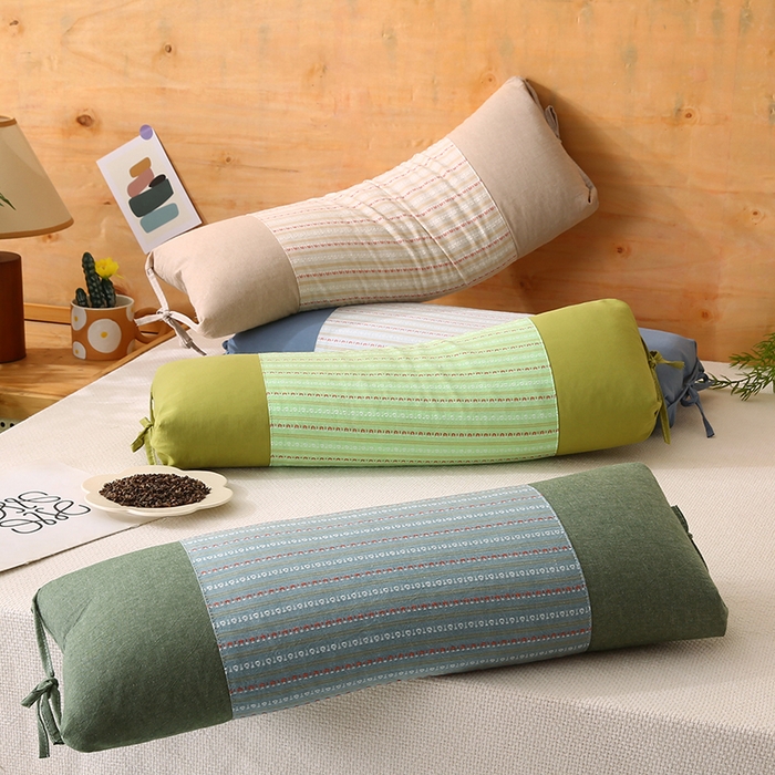 91家纺网 家纺一手货源 找家纺 金牛枕芯 2025新款全棉立体条纹荞麦糖果枕枕头枕芯 墨绿