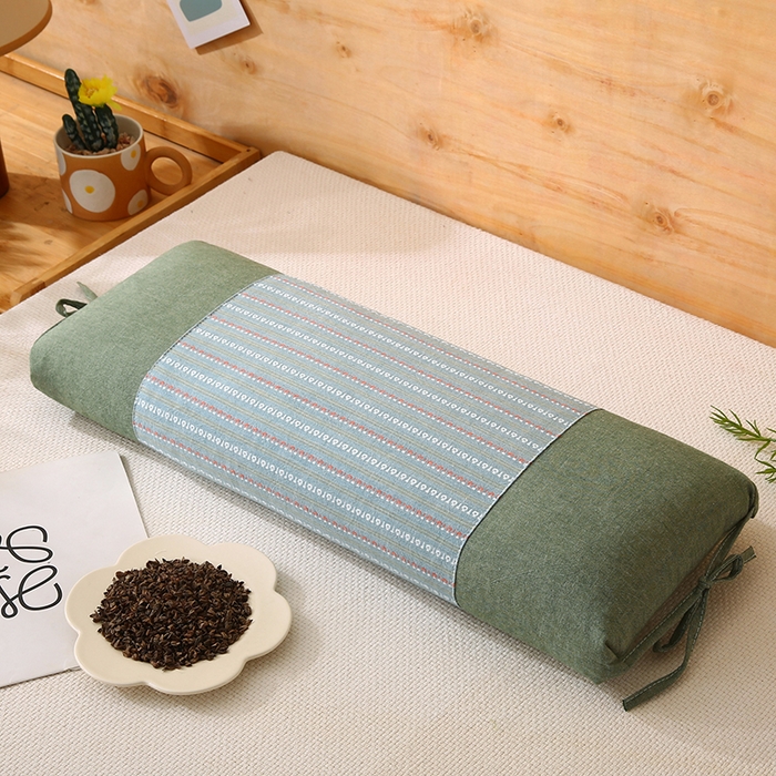 金牛枕芯 2025新款全棉立体条纹荞麦糖果枕枕头枕芯 墨绿