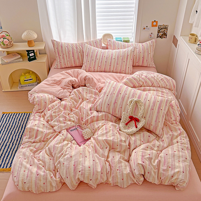 91家纺网 家纺一手货源 找家纺 （总）仟网汇 2025新款云感皱皱纱简单款四件套