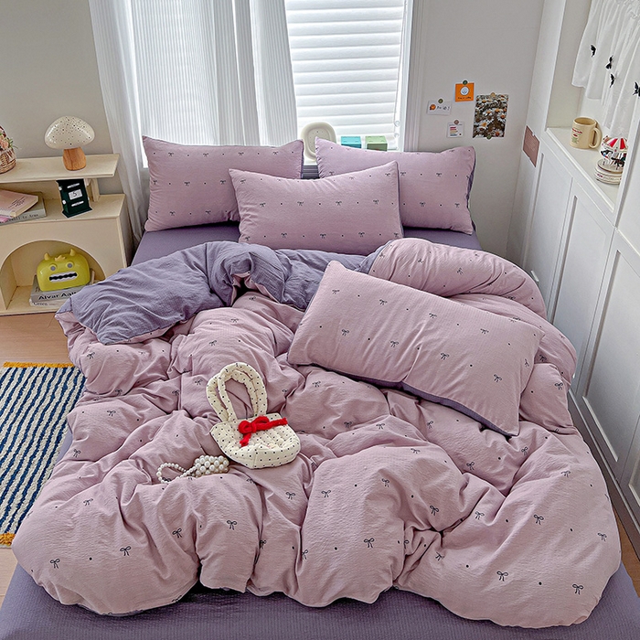 91家纺网 家纺一手货源 找家纺 （总）仟网汇 2025新款云感皱皱纱简单款四件套