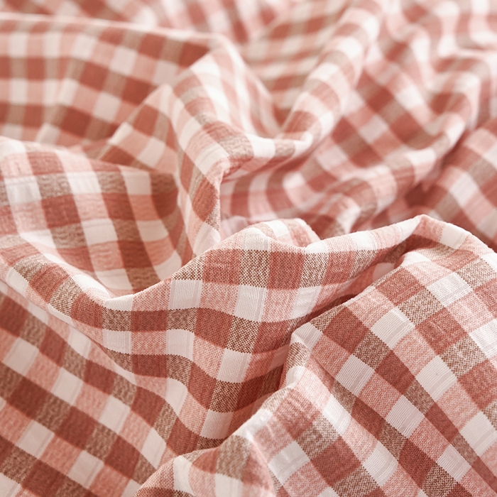 91家纺网 家纺一手货源 找家纺 卢赛尔 2025新款简约格子水洗学生季学生宿舍三件套 粉小格