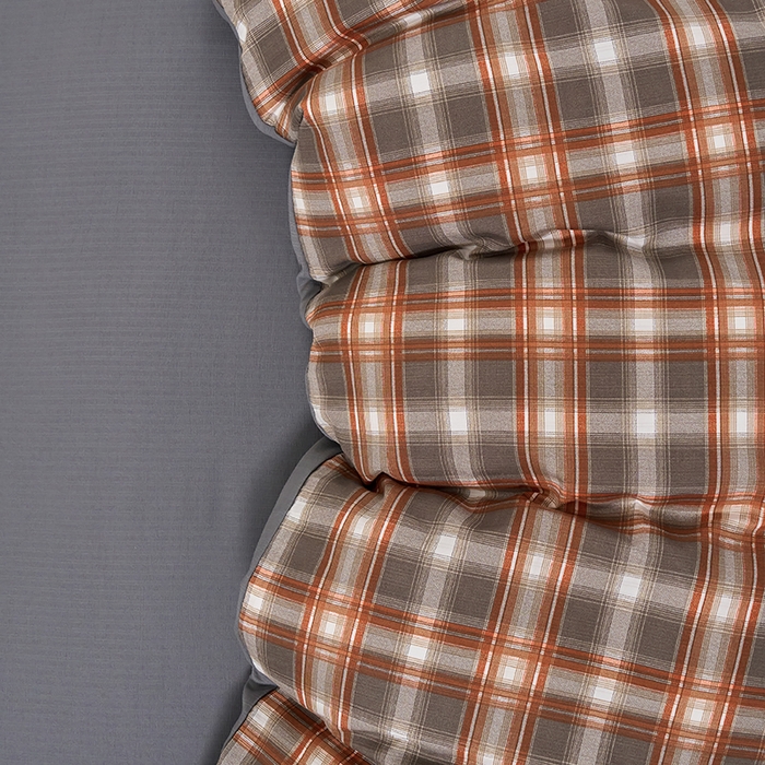 91家纺网 家纺一手货源 找家纺 卢赛尔 2025新款简约格子水洗学生季学生宿舍三件套 复古-棕