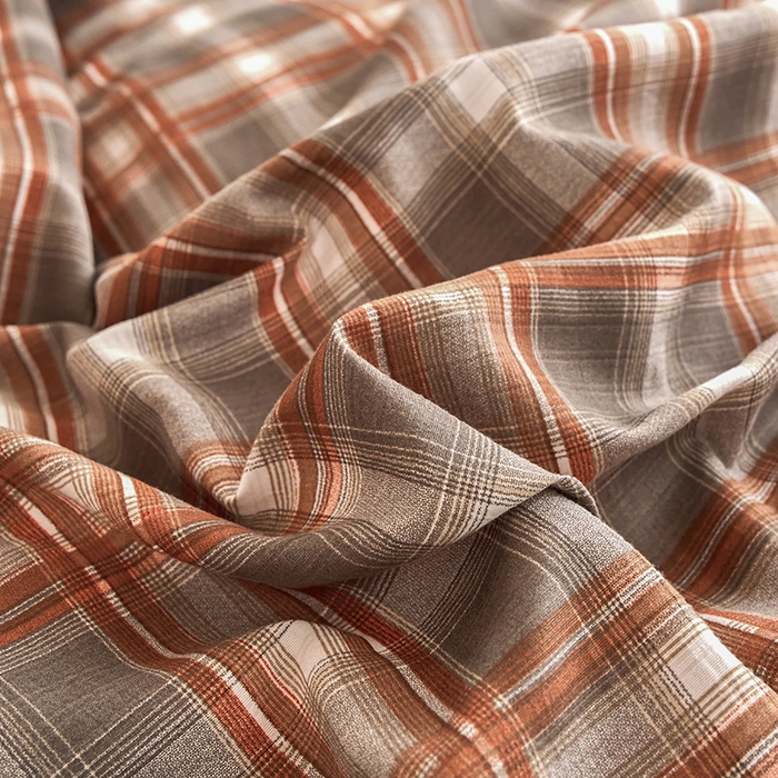 91家纺网 家纺一手货源 找家纺 卢赛尔 2025新款简约格子水洗学生季学生宿舍三件套 复古-棕